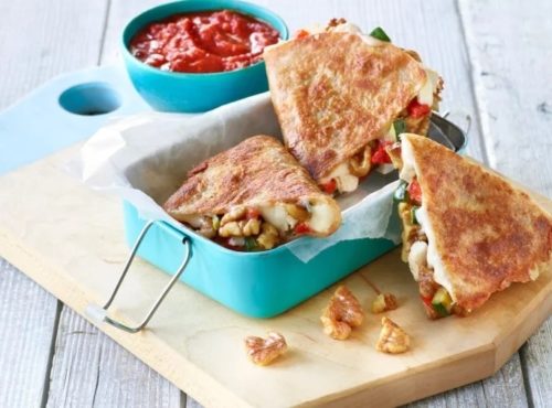 Walnut, Vegetable and Chicken Quesadillas