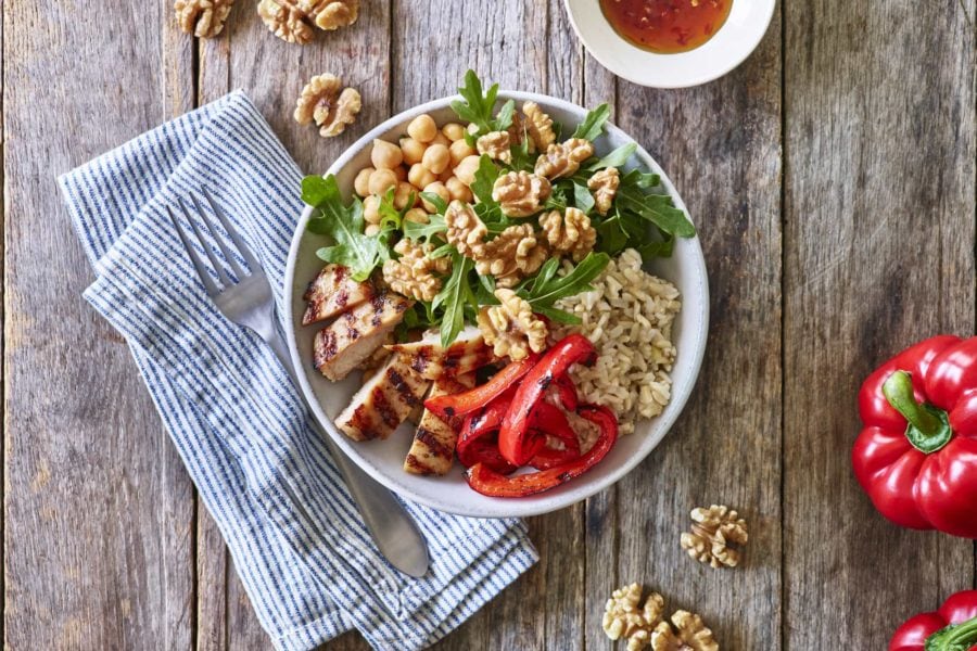 Thai Walnut BBQ Chicken Bowl