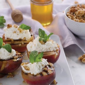 Grilled Peaches Ricotta Walnuts