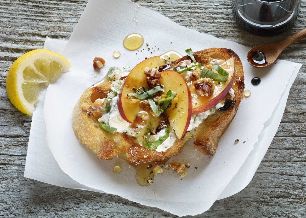 Ricotta-Walnut-Peach Bruschetta