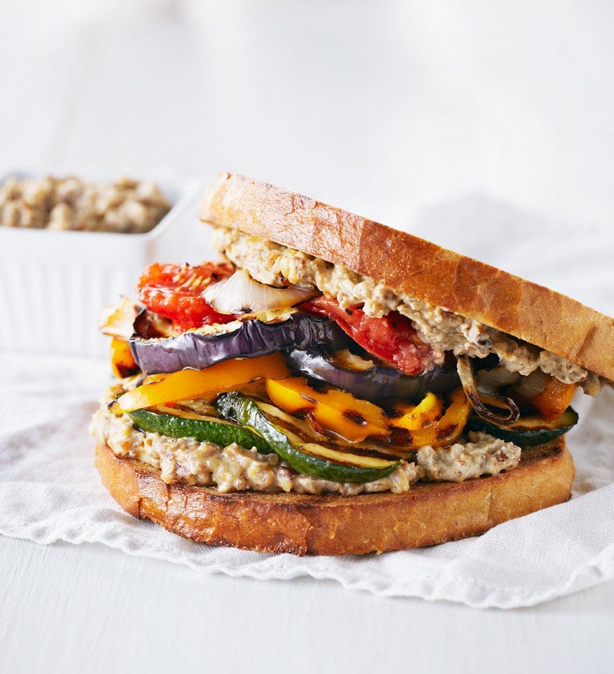 Grilled Vegetable Sandwich with Walnut Aioli