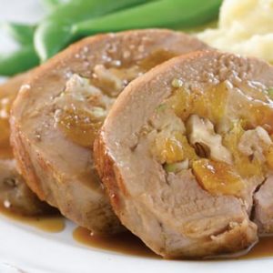 Pork Tenderloin Stuffed with Walnuts, Apricots and Maple Glaze
