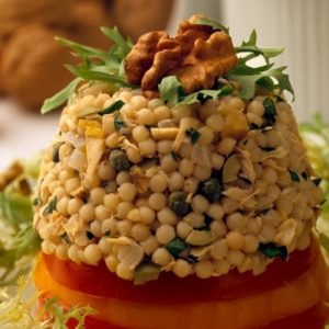 Walnut Couscous & Tuna Tower