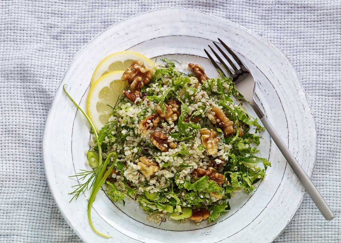 Toasted Walnut, Quinoa, Kale Salad and Lemon Vinaigrette California