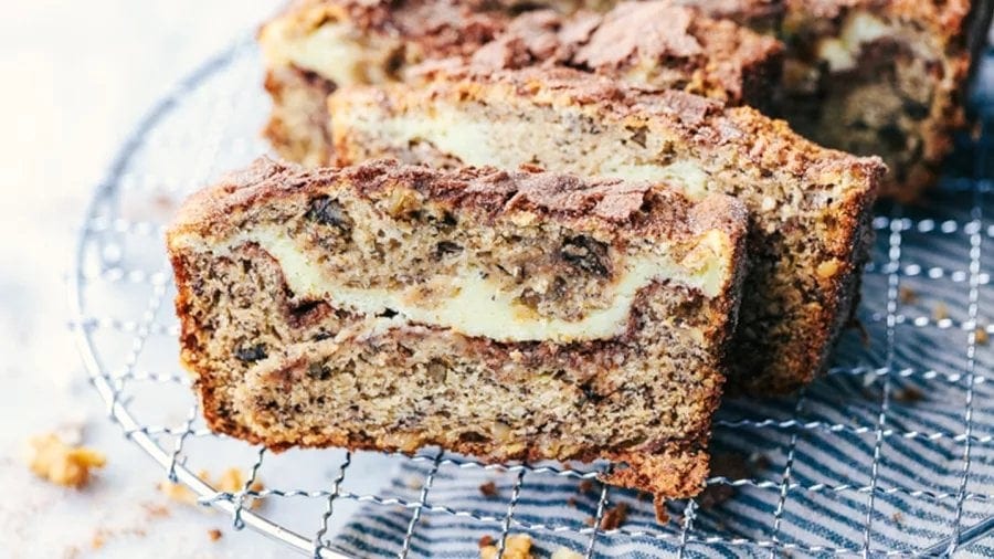 Cinnamon Swirl Cream Cheese Banana Bread