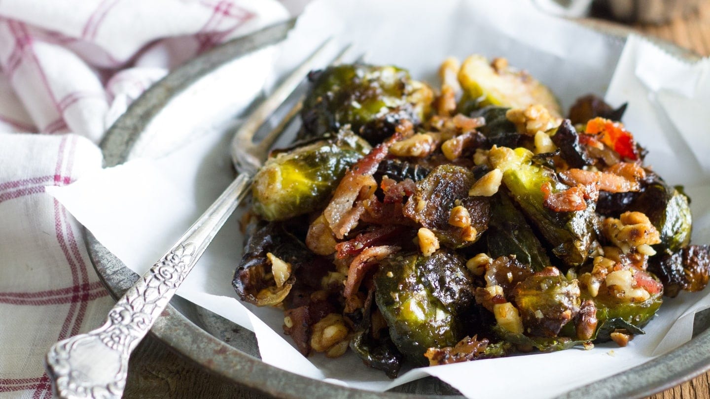 Maple Roasted Brussels Sprouts with Bacon & Walnuts - California Walnuts