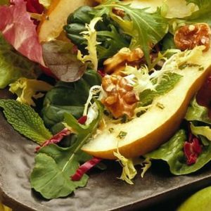 Pear & Walnut Salad with Minted Apricot Nectar Dressing