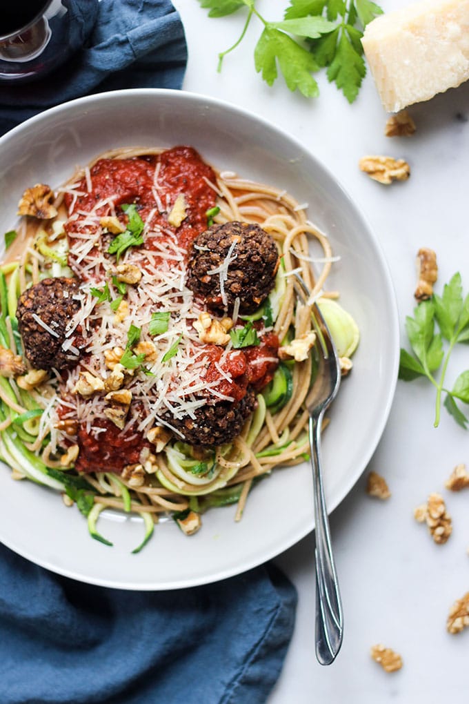 Lentil Walnut “Meatballs” and Spaghetti California Walnuts