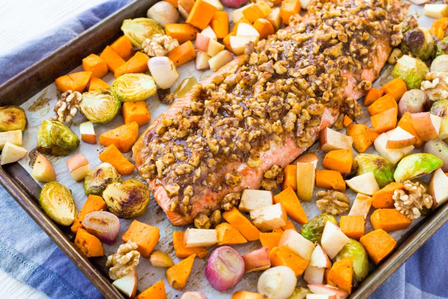 Walnut Crusted Salmon Sheet Pan Dinner