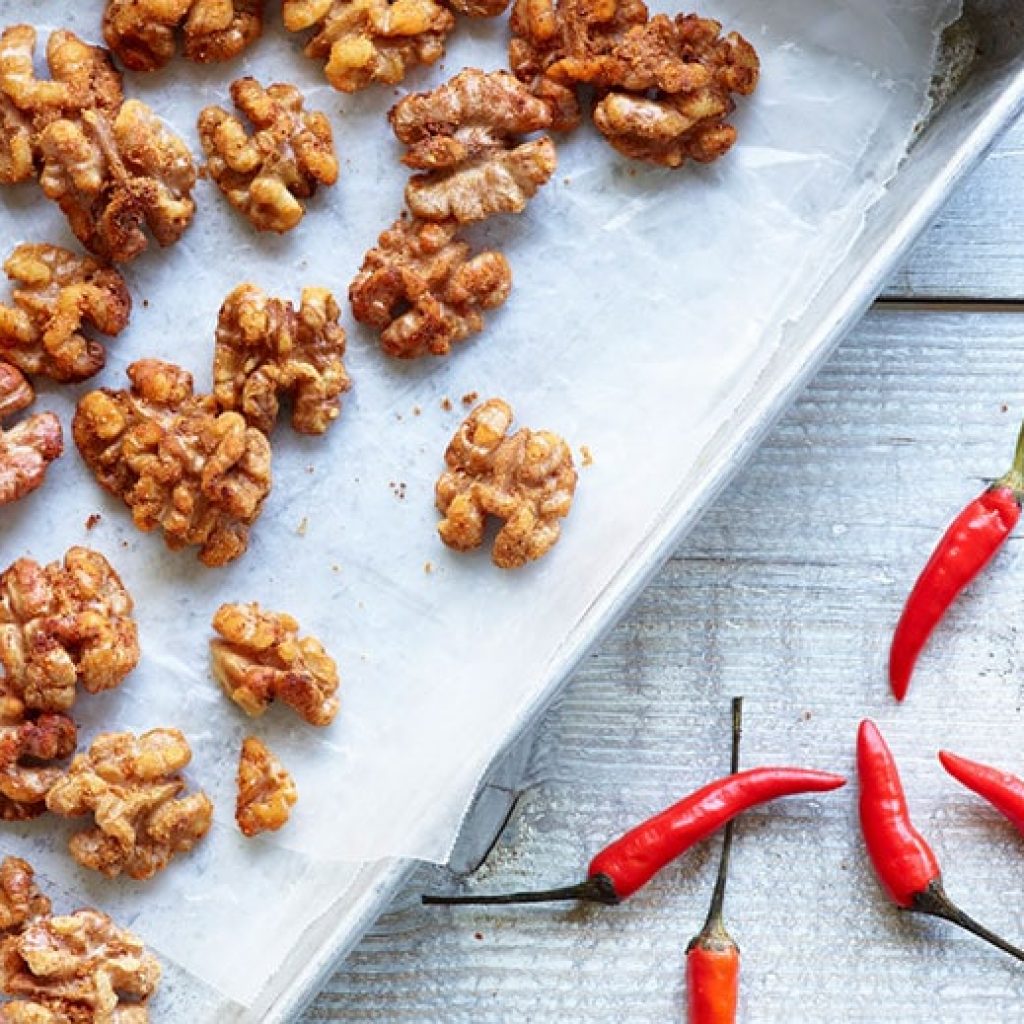 Fiery Hot Cheddar Walnuts