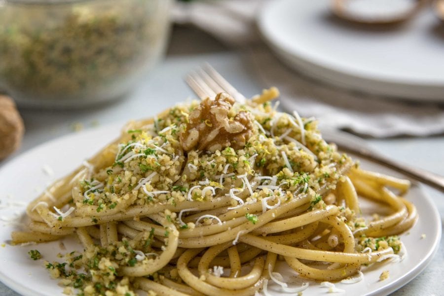 Brown Butter Bucatini with Walnuts square