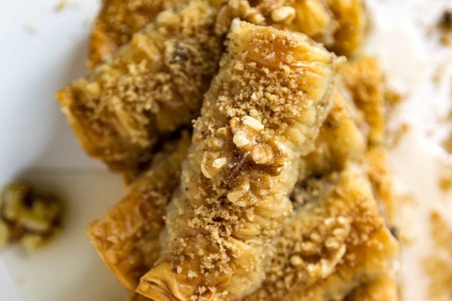 Chocolate Walnut Rolled Baklava