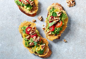 walnut cheese avocado crostini