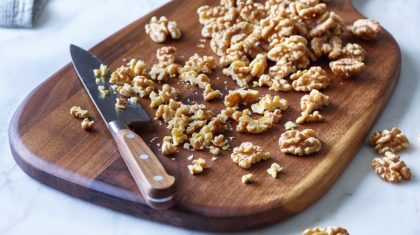 walnut on cutting board