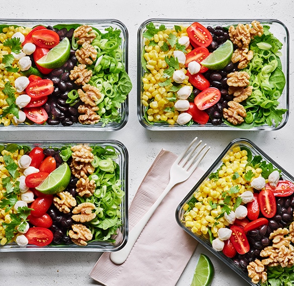 Corn Tomato Black Bean Walnut Salad Bowls