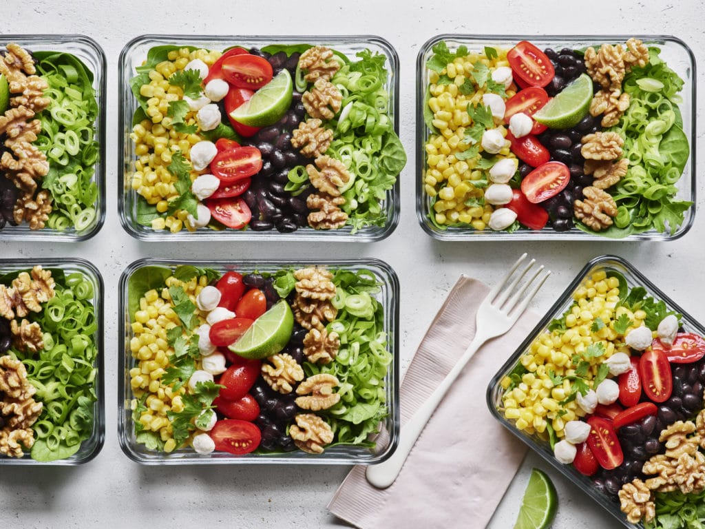 Corn Tomato Black Bean Walnut Salad Bowls