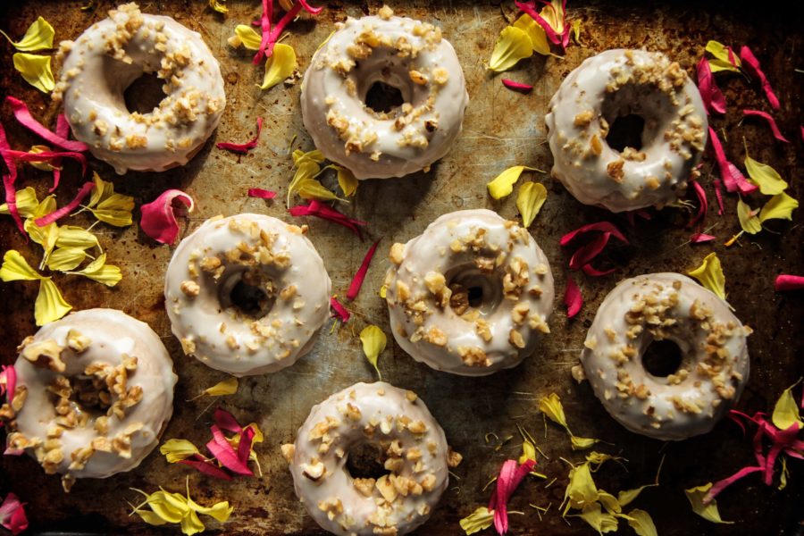 Banana Walnut Donuts with Maple Glaze