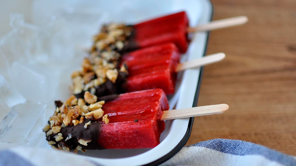 Chocolate Walnut Dipped Popsicles