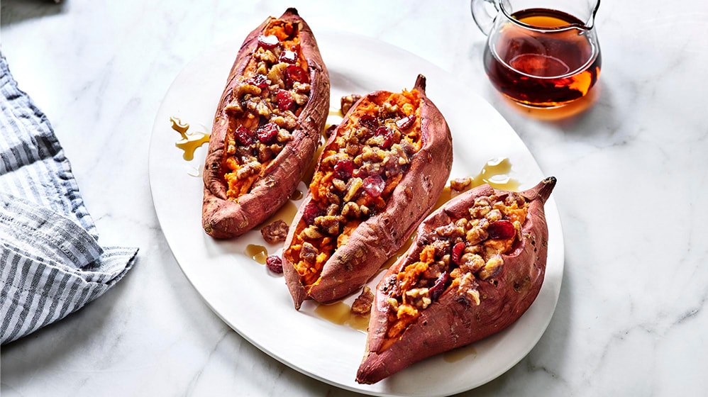 Walnut and Cranberry Stuffed Sweet Potatoes