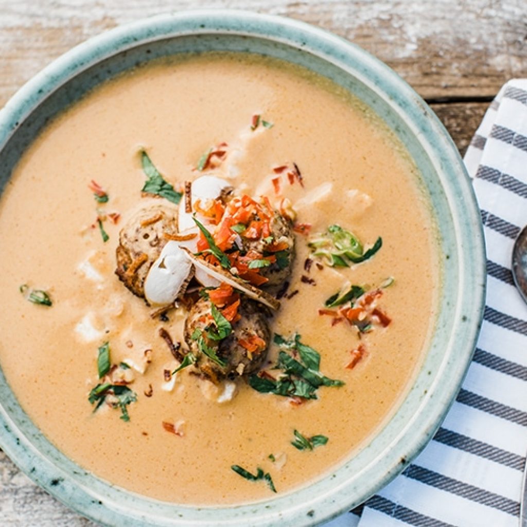 Pork Walnut Meatballs in Coconut Walnut Soup