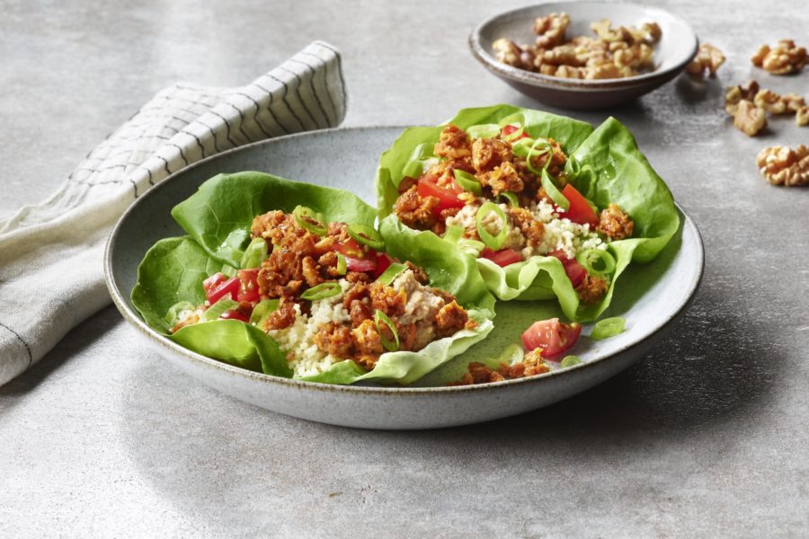 Mediterranean Lettuce Wraps Walnut Meat