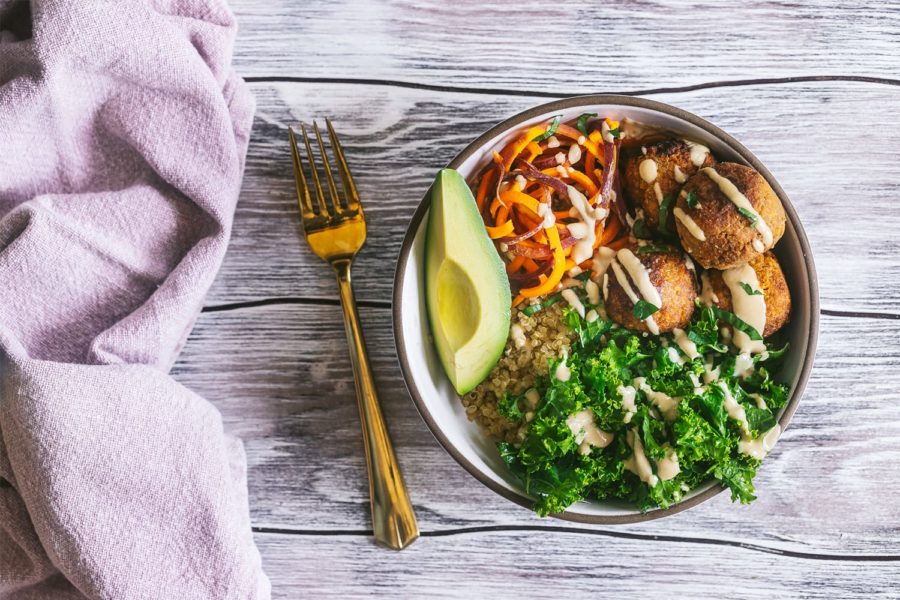 Sweet Potato Walnut Falafel Bowl