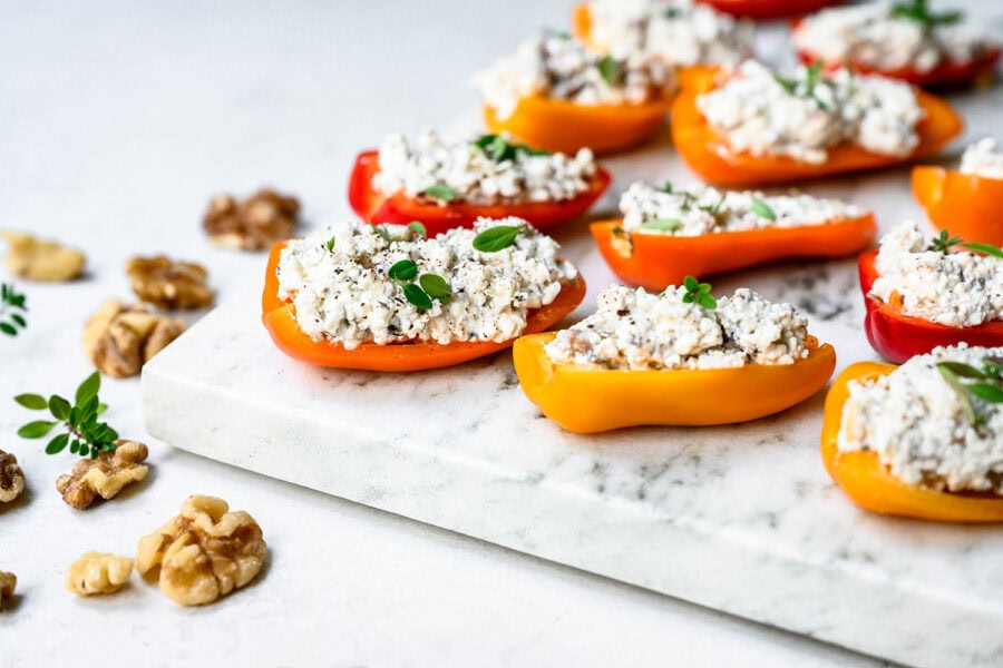 Herbed Cheese & Walnut Stuffed Mini Peppers