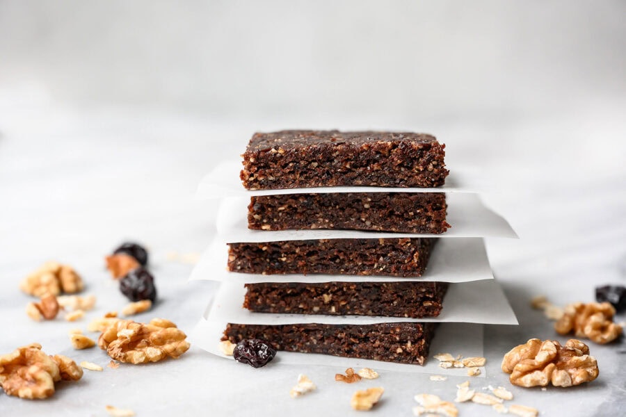 No-Bake Walnut Cocoa Cherry Bars