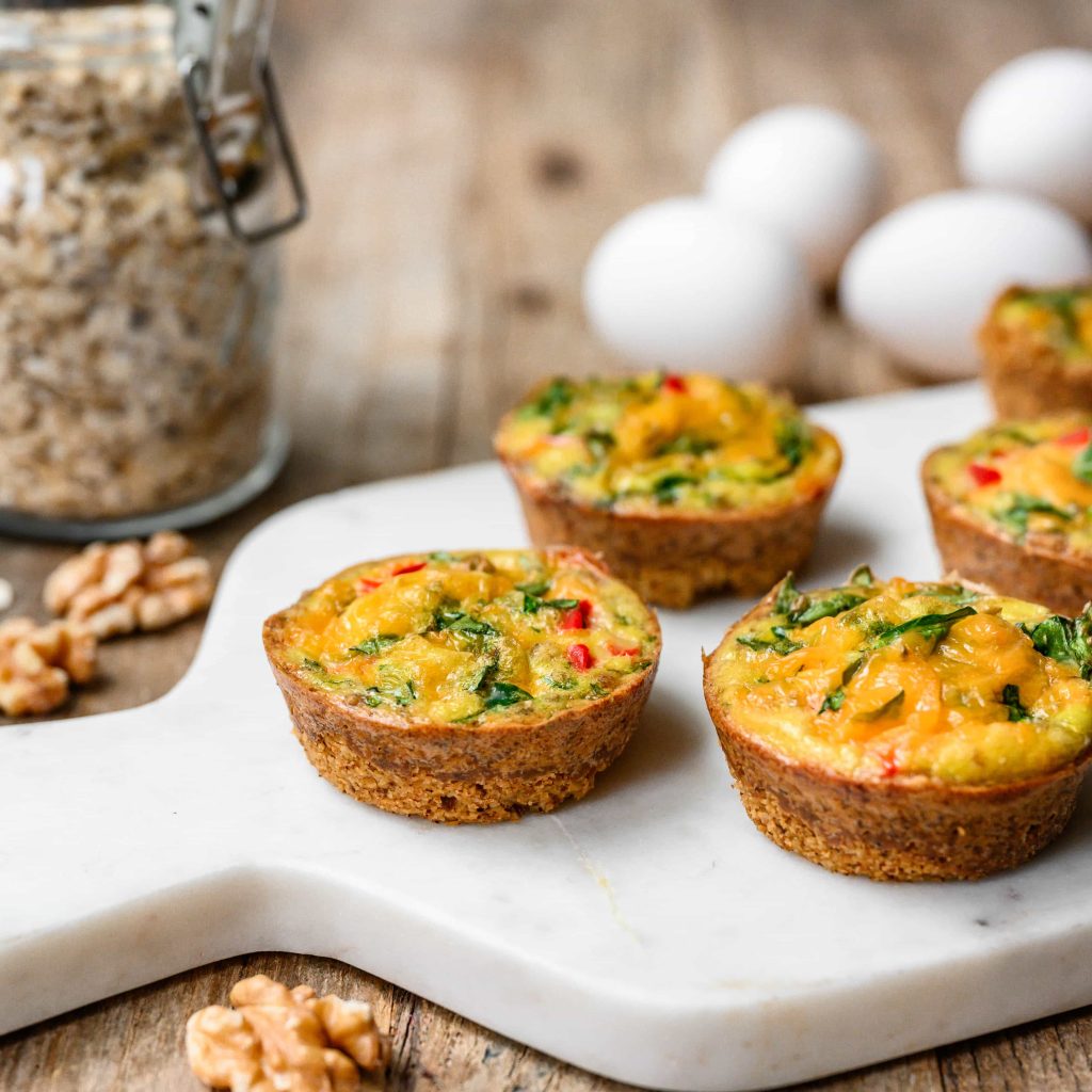 walnut oat crusted veggie egg cups