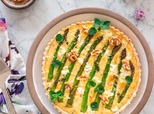 Asparagus, Goat Cheese and Walnut Tart