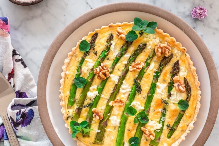 Asparagus, Goat Cheese and Walnut Tart