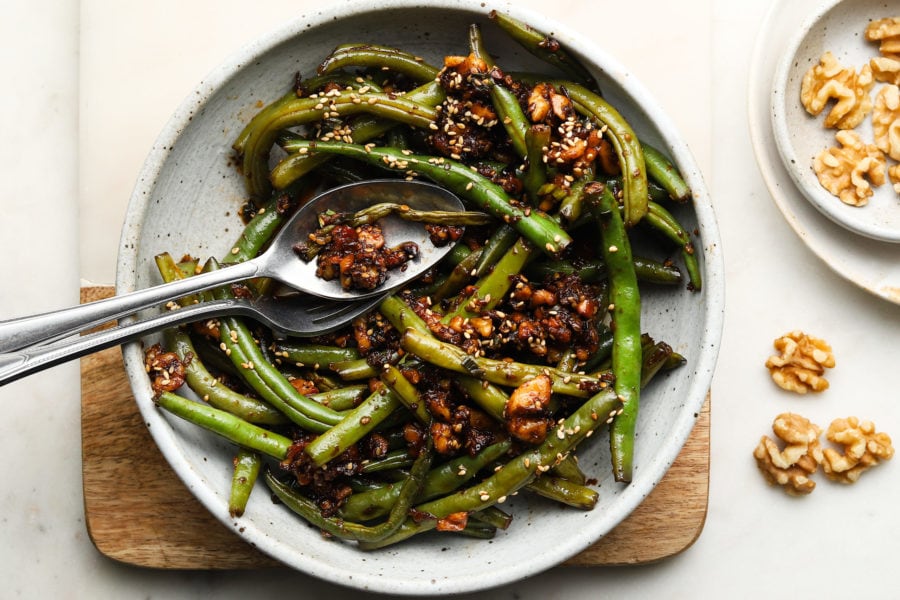 Sichuan Green Beans with Walnuts