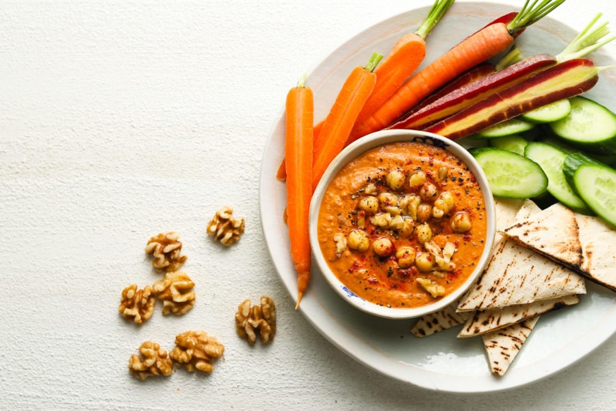 Roasted Red Pepper and Walnut Hummus