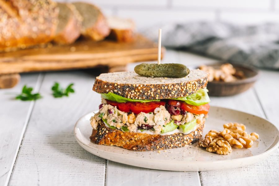 Chickpea and Walnut Salad Sandwich