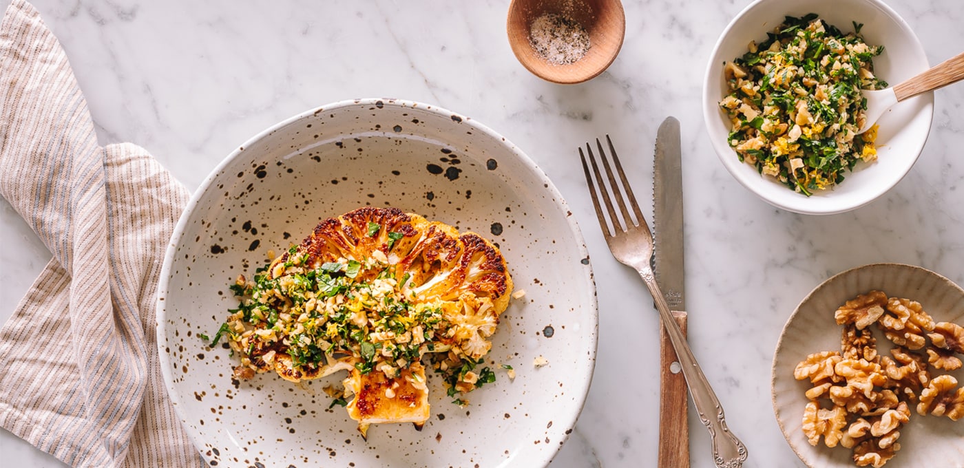 These Cauliflower Steaks with Walnut Gremolata are Plant-Based Bliss ...