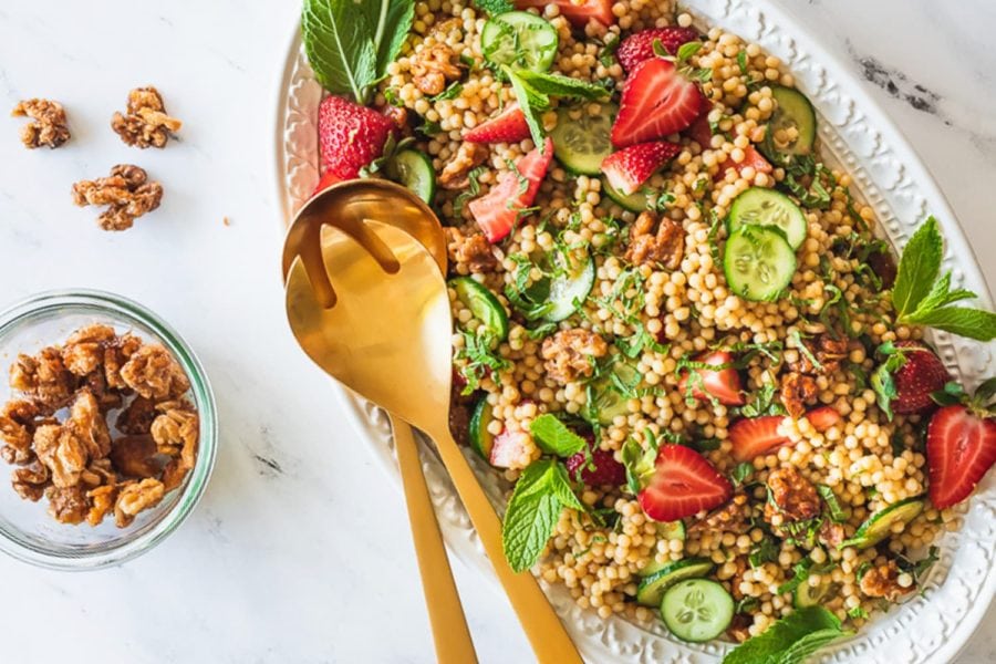 Strawberry, Cucumber & Pearl Couscous Salad