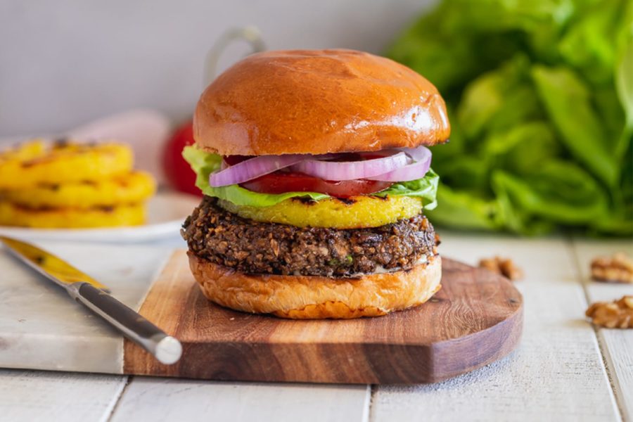 Walnut and Mushroom Teriyaki Burgers