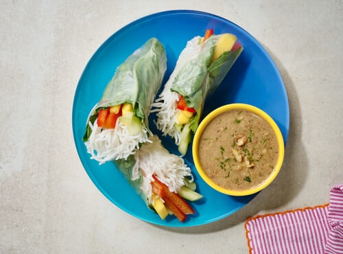 Mango Summer Rolls with Walnut Ginger Dipping Sauce