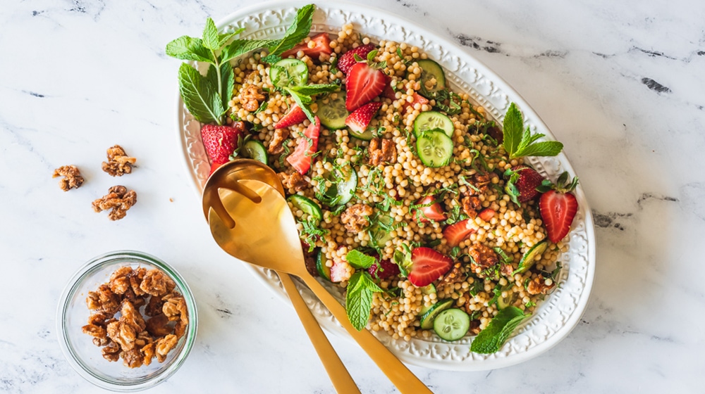 Strawberry, Cucumber & Pearl Couscous Salad