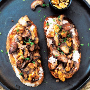 Creamy Walnut Thyme Mushrooms on Toast