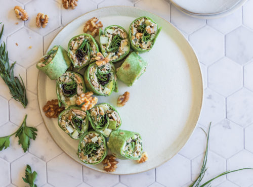 Green Goddess Tuna Walnut Salad Pinwheels