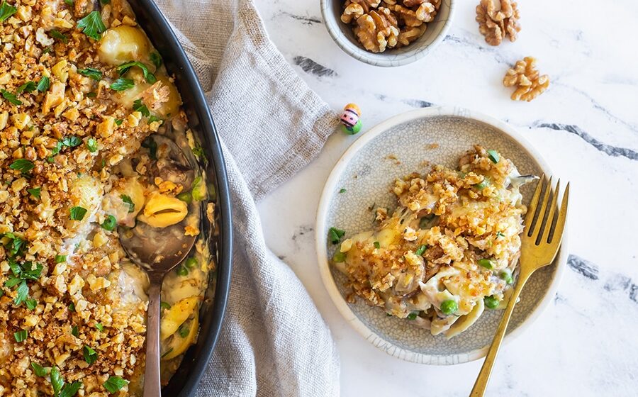 Tuna Casserole with Walnut Crust