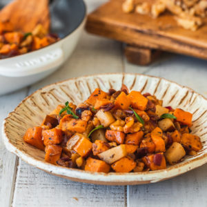 Walnut Pear Yam Skillet