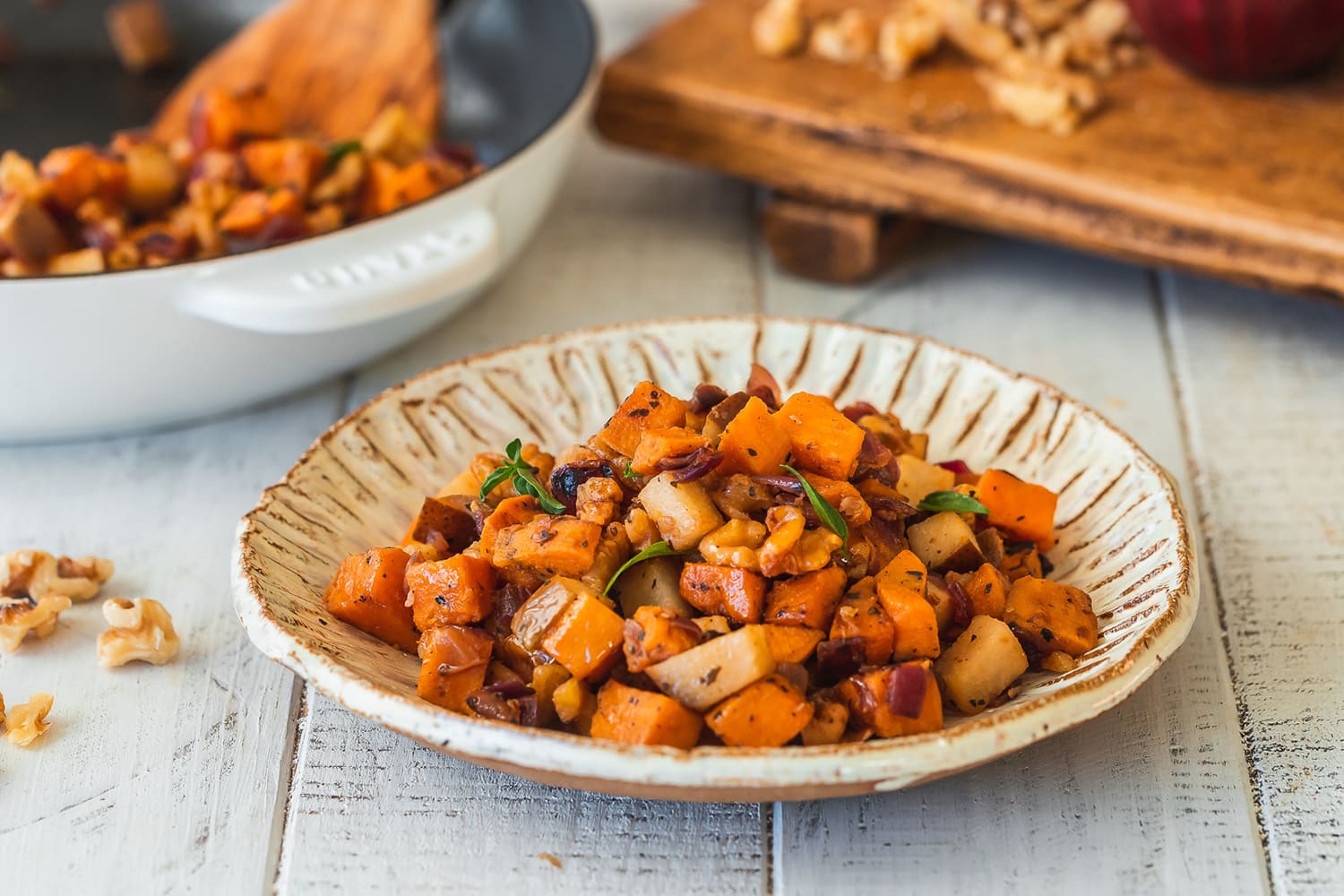 Walnut Pear Yam Skillet
