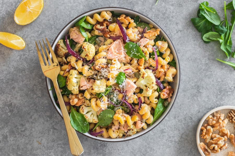 Warm Cauliflower Tuna and Walnut Pasta