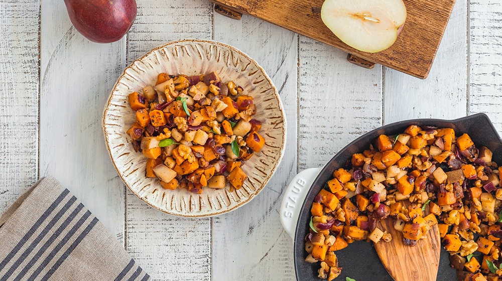 Walnut Pear Yam Skillet