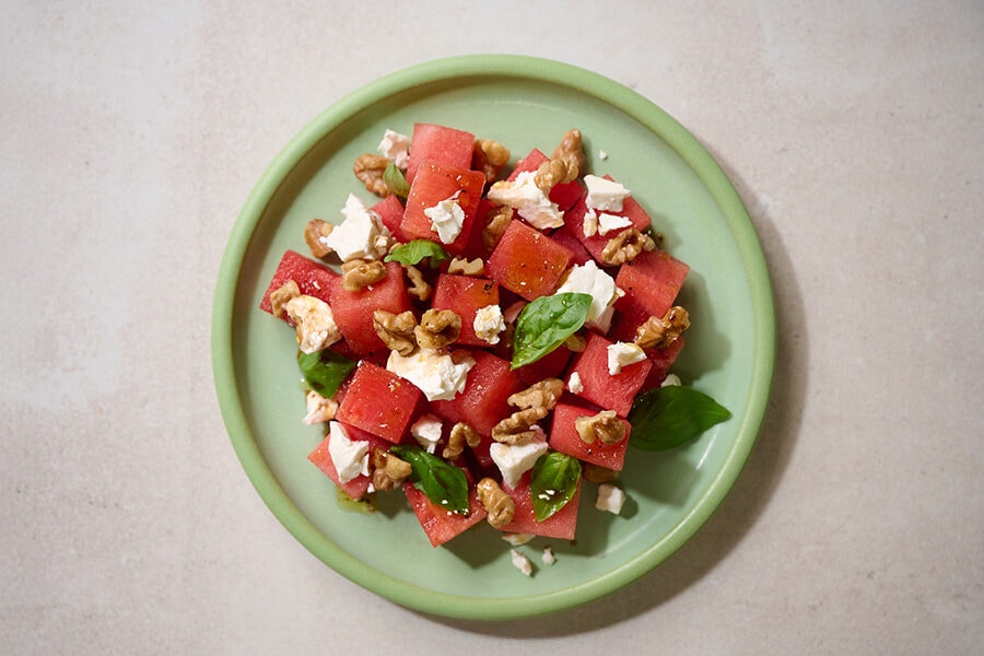 Watermelon Feta and Walnut Salad