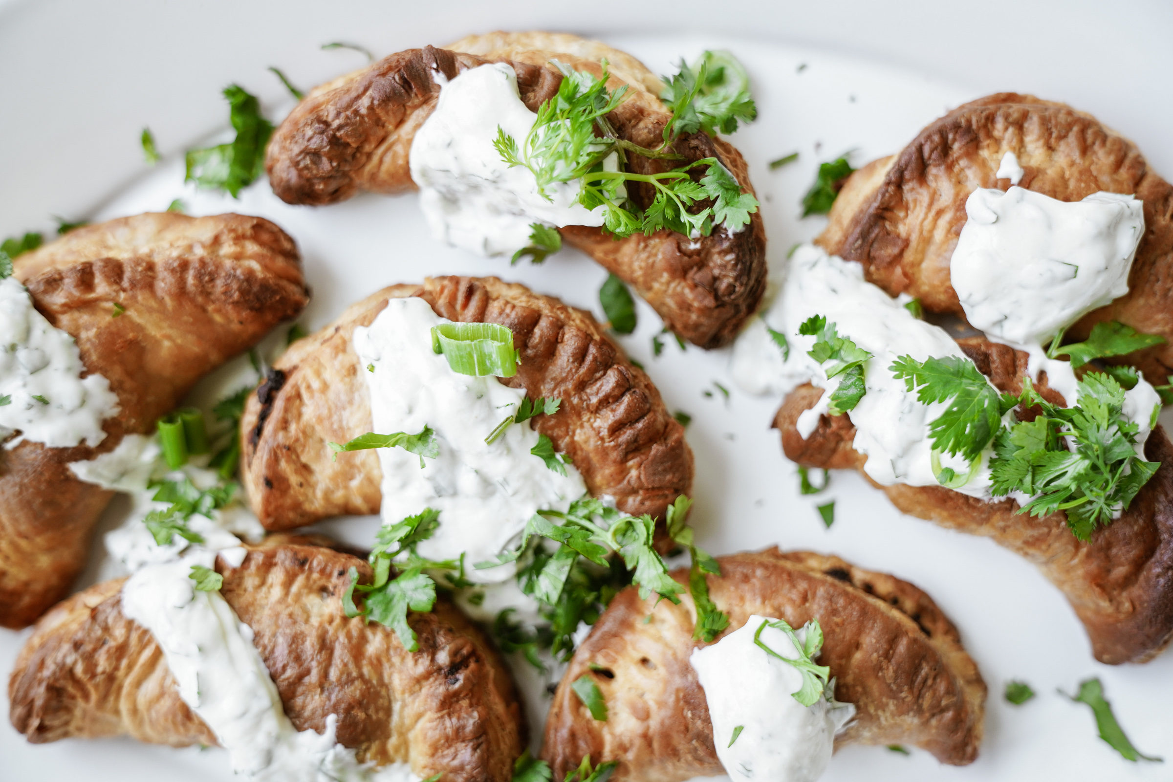 Walnut Meat Empanadas with Cilantro Lime Sauce