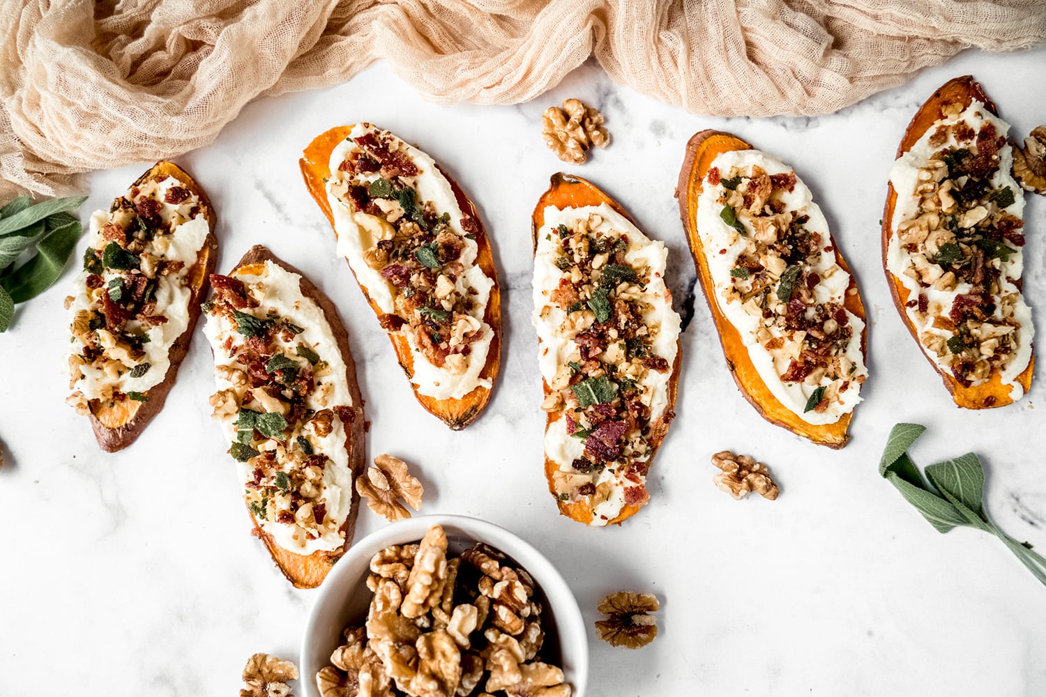 Maple Glazed Sweet Potato Toasts with Mascarpone and Bacon Walnut Crumble-image