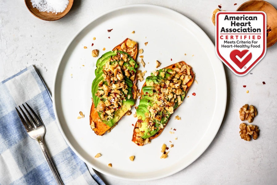 Sweet Potato Avocado Toasts with Walnuts